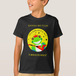 Camiseta Rana de árbol de cumpleaños de Rockin con guitarra