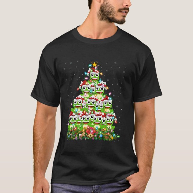 Camiseta Rana de árbol de Navidad Rana de árbol de alumbrad (Anverso)