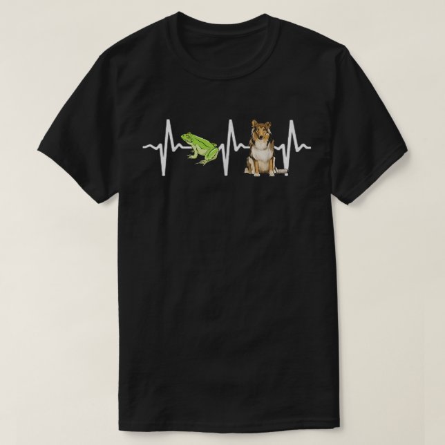 Camiseta Rana de árbol verde collie Heartbeat Dog Lover  (Diseño del anverso)