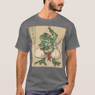 Camiseta Rana de arte retro japonesa Samurai Katana
