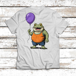 Camiseta Rana de dibujos animados linda sosteniendo un glob