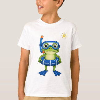 Camiseta Rana de dibujos animados nadando con snorkel lindo