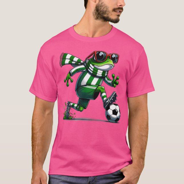 Camiseta Rana de fútbol divertida de rana animal jugando al (Anverso)