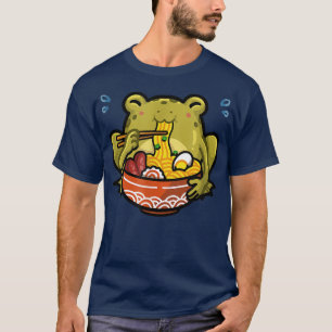 Camiseta Rana de Kawaii comiendo fideos de Ramen con Chopst