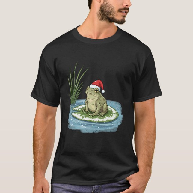 Camiseta Rana de Navidad en hoja de lirio nevada (Anverso)