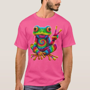 Camiseta Rana de tintes y tinturas, signo de paz, hippie, N