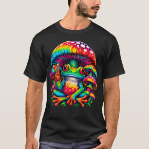 Camiseta Rana de Tintura Símbolo de Paz Hongo Hippie