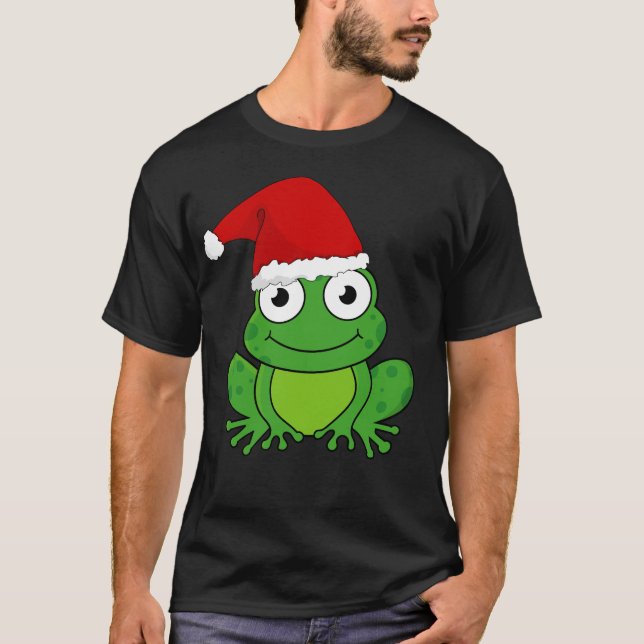Camiseta Rana del navidad con el gorra de Santa (Anverso)