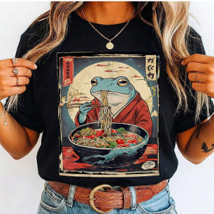 Camiseta Rana Divertida Comiendo Fideos Japoneses para Rega