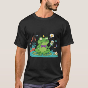 Camiseta Rana Divertida Navegando en Teléfono Inteligente