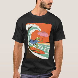 Camiseta Rana Divertida Surfista Ola Kimono Paraguas Japoné