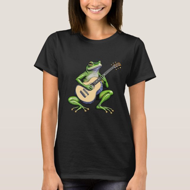 Camiseta Rana divertida tocando guitarra (Anverso)