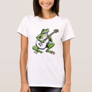 Camiseta Rana divertida tocando guitarra