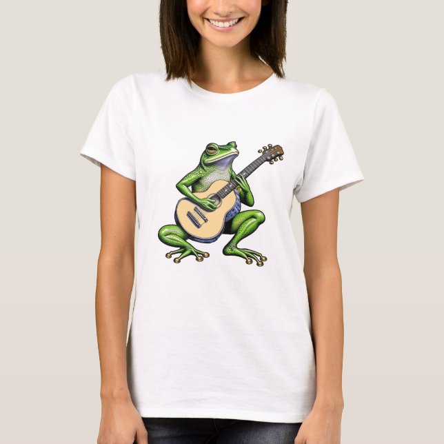 Camiseta Rana divertida tocando guitarra (Anverso)