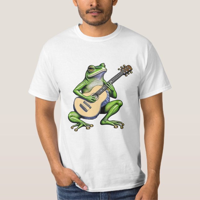 Camiseta Rana divertida tocando guitarra (Anverso)