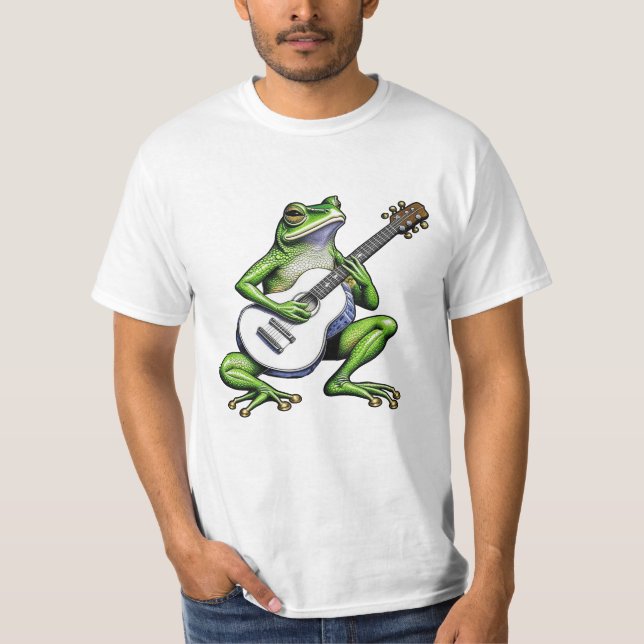 Camiseta Rana divertida tocando la guitarra (Anverso)