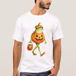 Camiseta Rana dulce de Halloween con traje de calabaza