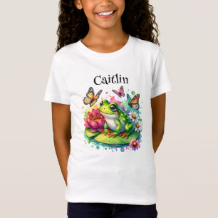 Camiseta Rana dulce en la almohadilla de Lily con flores y 