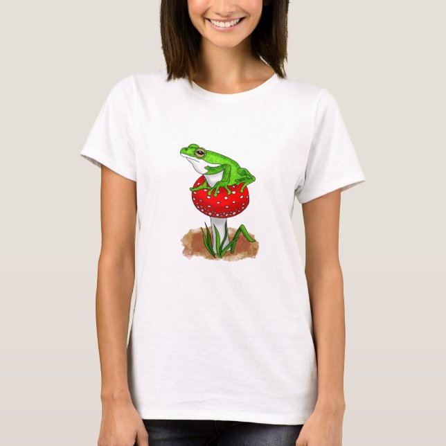 Camiseta Rana dulce en un hongo arte caprichoso (Anverso)
