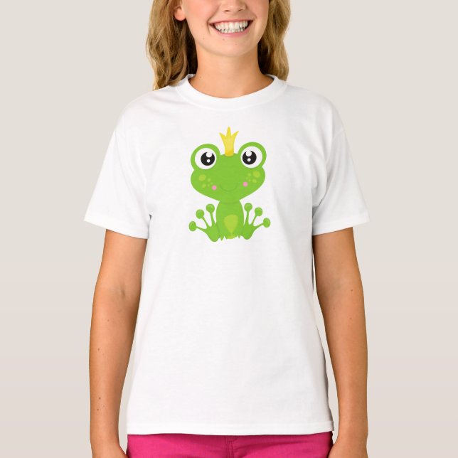 Camiseta Rana dulce, Rana verde, príncipe de rana, corona (Anverso)