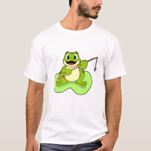 Camiseta Rana en la pesca con barra de pesca