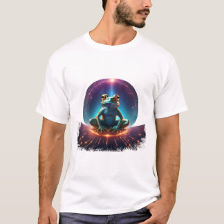 Camiseta Rana en loto posando sobre un asteroide flotante c