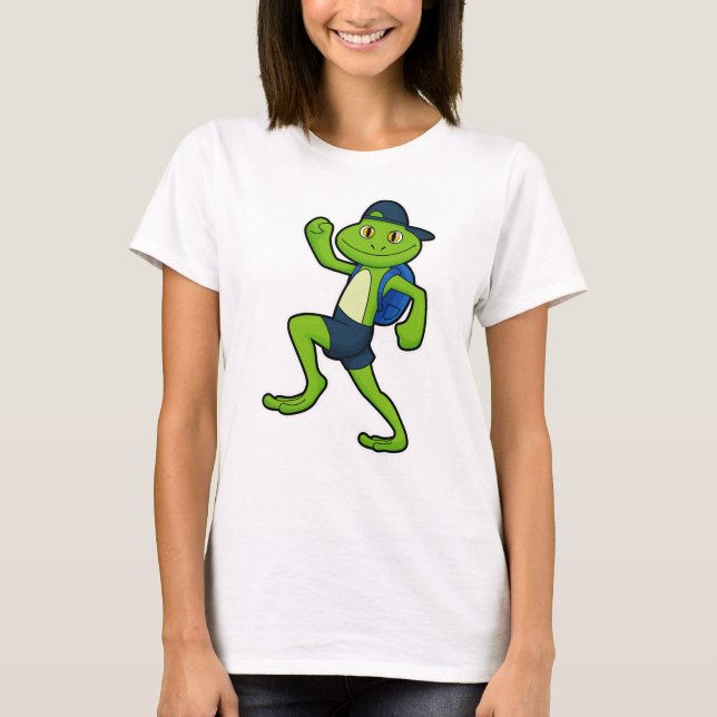 Camiseta Rana en marcha con mochila y Gorra (Anverso)