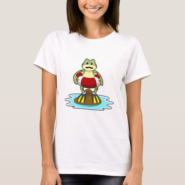 Camiseta Rana en Natación con anillo de natación (Anverso)