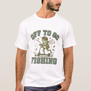 Camiseta Rana en Scooter de Pescador Divertido Vintage