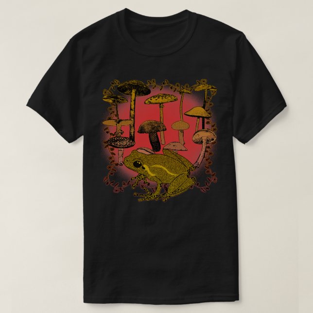 Camiseta Rana En Un Campo De Hongos Psicodélicos Escarcha (Diseño del anverso)