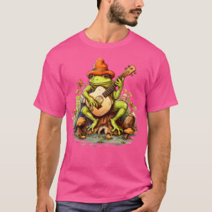 Camiseta Rana estética del Cottagecore suave tocando su acú