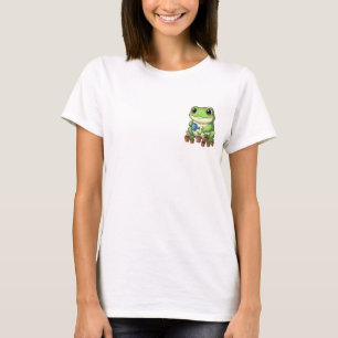 Camiseta Rana feliz de jardinería con regadera y maceta