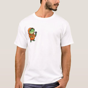 Camiseta Rana Fresca Rapera con Capucha Naranja y Micrófono