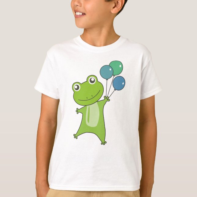Camiseta Rana Globos verdes niños divertidos animales (Anverso)