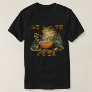 Camiseta Rana gruñona divertida come ramen y desplaza teléf
