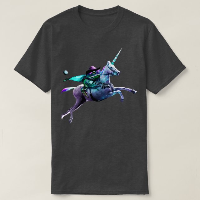 Camiseta Rana guerrera montando unicornio (Diseño del anverso)