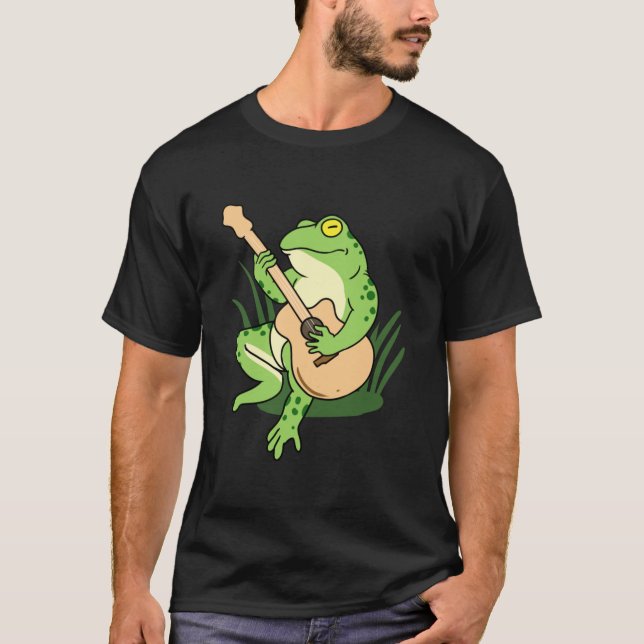 Camiseta Rana Jugando Guitarra Acústica Para Jugador De Gui (Anverso)