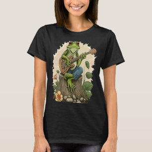 Camiseta Rana Jugando Guitarra Jugando Banjo En Log Cottage