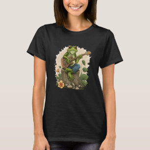 Camiseta Rana Jugando Guitarra Jugando Banjo En Log Cottage