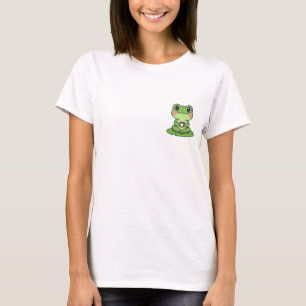 Camiseta Rana Kawaii Adorable Sentada en una Hoja de Nenúfa