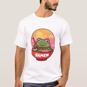 Camiseta Rana kawaii comiendo ramen