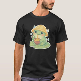 Camiseta Rana Kawaii comiendo Ramen en Lily Pad - Lluvia su