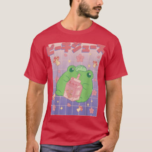 Camiseta Rana Kawaii Leche de fresa Japón Mushroo