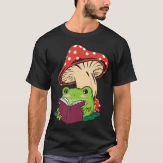 Camiseta Rana leyendo hongo lindo Estética de la naturaleza