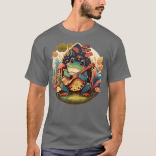 Camiseta rana linda estética tocando ukelele en hongos 14