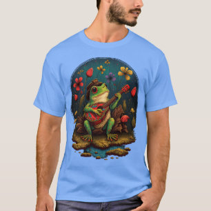 Camiseta rana linda estética tocando ukelele en hongos 20