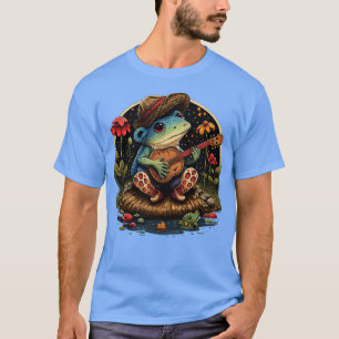 Camiseta rana linda estética tocando ukelele en hongos 24