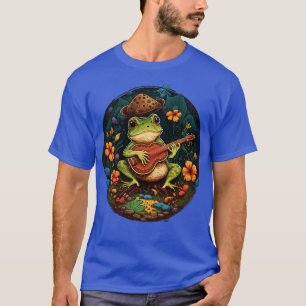Camiseta rana linda estética tocando ukelele en hongos 3