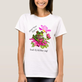 Camiseta Rana linda o Sapo con flores rosadas con juego de