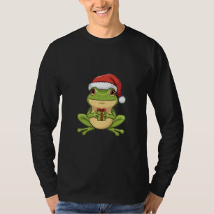 Camiseta Rana Navideña Adorable con Sombrero de Santa Soste